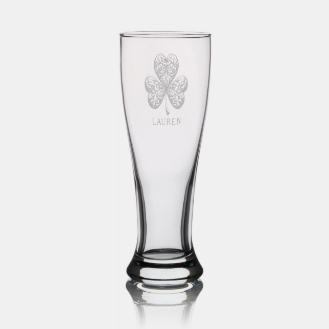 Custom St. Patrick's Shamrock, St Pattys Day,   Pilsner Glass (Glassware)