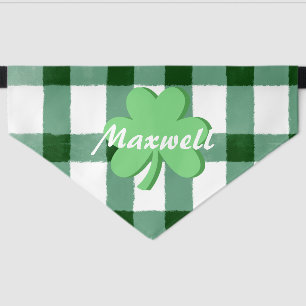 Custom St Patties Green Plaid Day  Pet Bandana Collar