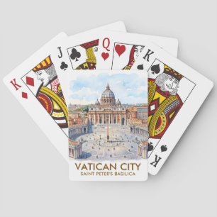 Custom St Peter's Basilica Vatican City Watercolor Poker Cards
