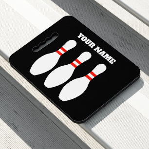 Custom stadium seat with bowling pin design cushion