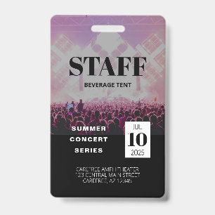 Custom Staff All Access Concert Badge