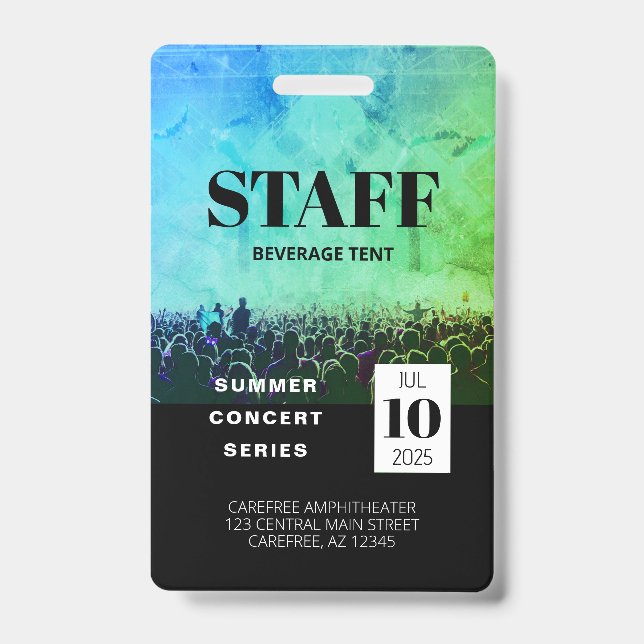 Custom Staff All Access Concert Badge (Front)