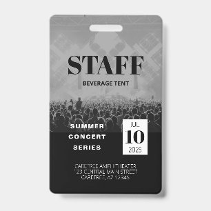 Custom Staff All Access Concert Badge