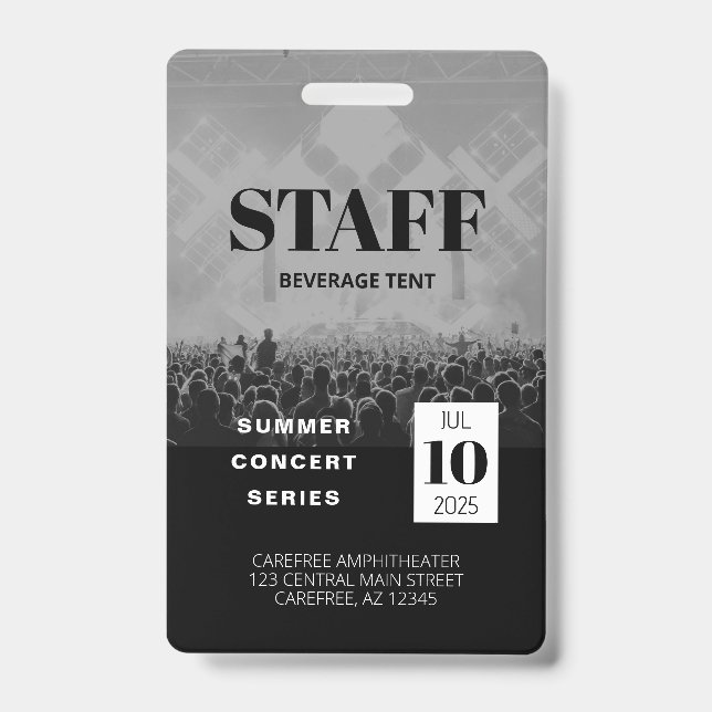 Custom Staff All Access Concert Badge (Front)