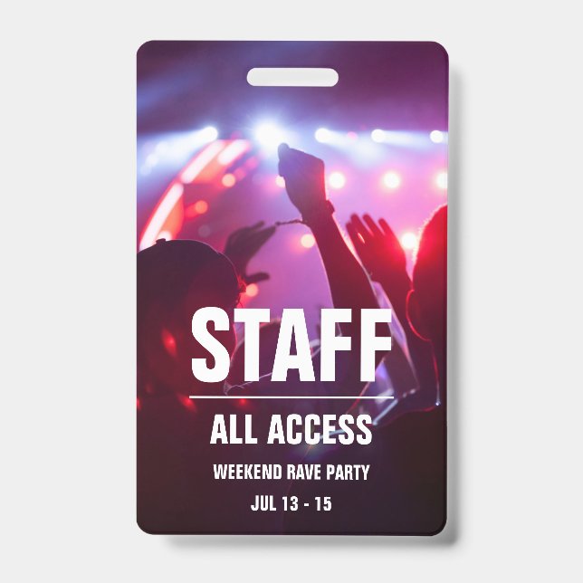 Custom Staff | All Access Concert Pass Badge (Front)