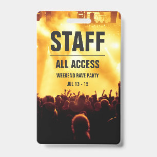 Custom Staff   All Access Concert Pass Badge