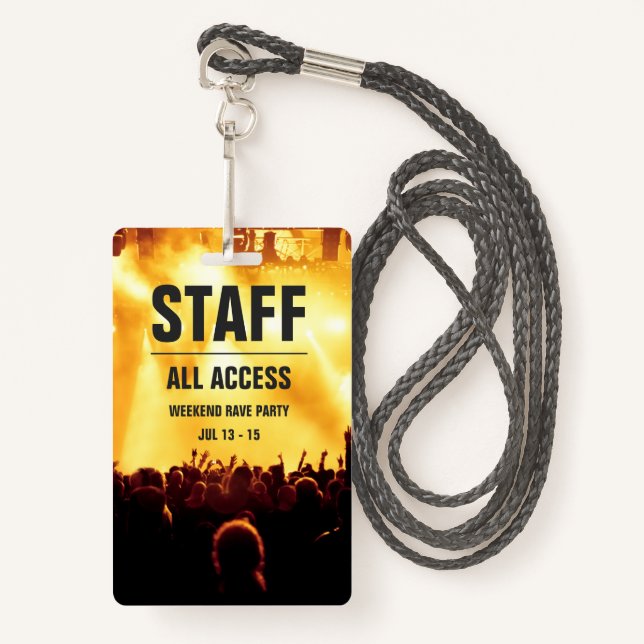 Custom Staff | All Access Concert Pass Badge (Front with Lanyard)