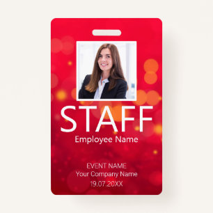 Custom Staff Barcode Event Red Badge