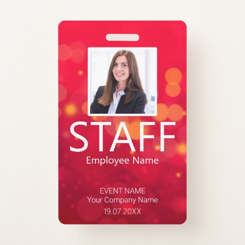 Custom Staff Barcode Event Red Badge