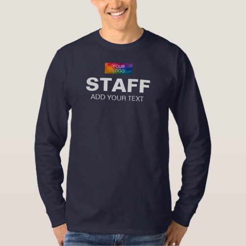 Custom Staff Company Logo Text Mens Long Sleeve T_Shirt