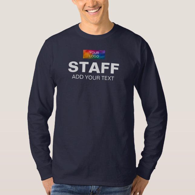 Custom Staff Company Logo Text Mens Long Sleeve T-Shirt (Front)
