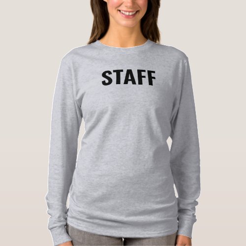Custom Staff Crew Womens Long Sleeve Grey T_Shirt