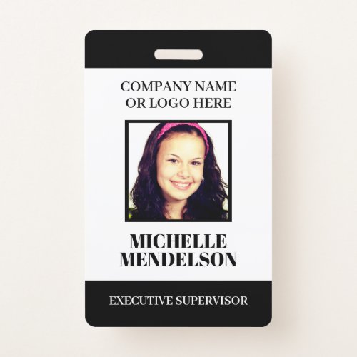 Custom staff employee photo ID tag barcode Badge