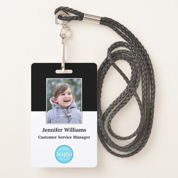 Custom Staff Employee Photo Name Logo Barcode ID Badge | Zazzle