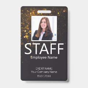 Custom Staff Event Barcode Glitter Badge