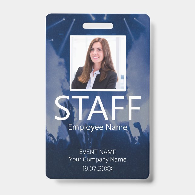 Custom Staff Event Blue Badg Badge (Front)