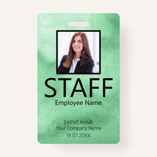 Custom Staff Event Green Badge (Front)