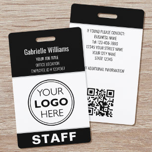 Custom Staff ID Badge Branded Security Pass Black