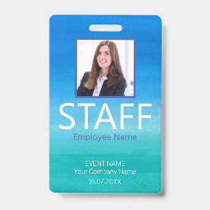 Custom Staff QR Code Event Blue Badge