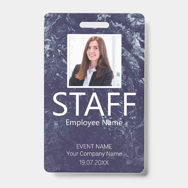 Custom Staff QR Code Event Blue Badge (Front)