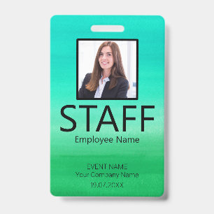 Custom Staff QR Code Event Green Badge