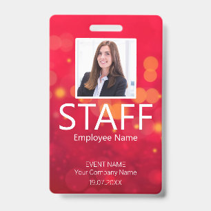 Custom Staff QR Code Event Red Badge
