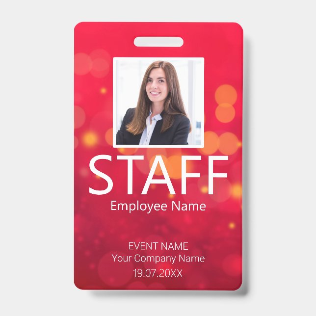 Custom Staff QR Code Event Red Badge (Front)