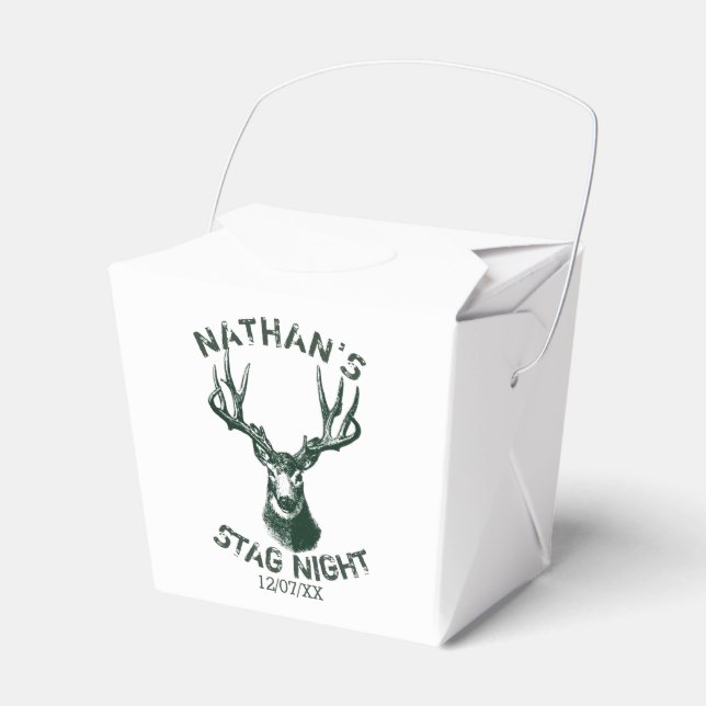 Custom Stag Night Antlers Favor Boxes (Front Side)
