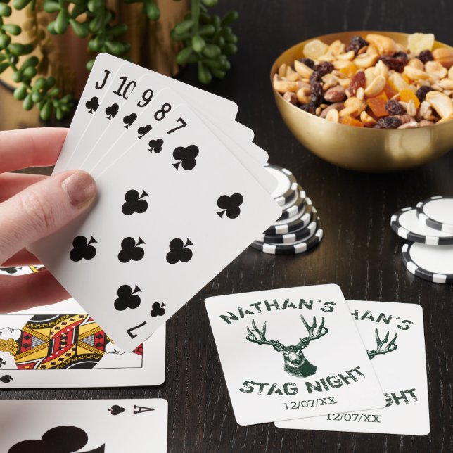 Custom Stag Night Antlers Personalised Poker Cards (In Situ)