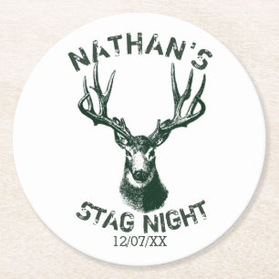 Custom Stag Night Antlers Round Paper Coaster