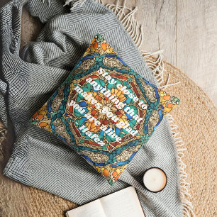 Custom Stained Glass Mosaic Pattern Iranian Gifts Throw Pillow