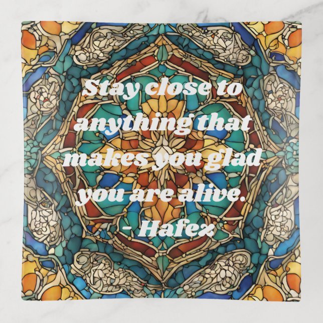 Custom Stained Glass Mosaic Pattern Iranian Gifts Trinket Tray (Front)