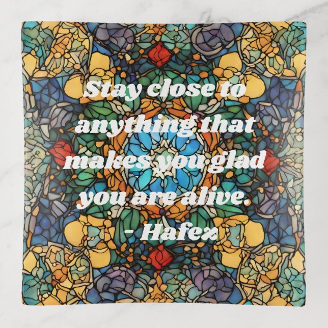 Custom Stained Glass Mosaic Pattern Persian Gifts Trinket Tray (Front)