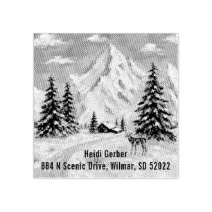 Custom stamp with Mountains and Buck