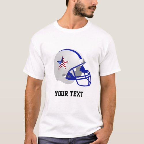 Custom Star on American Football Helmet  T_Shirt