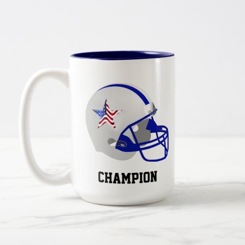 Custom Star on American Football Helmet  Two_Tone Coffee Mug