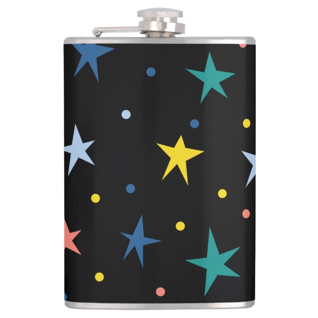 Custom Star Pattern Beer & Wine Flask (Front)