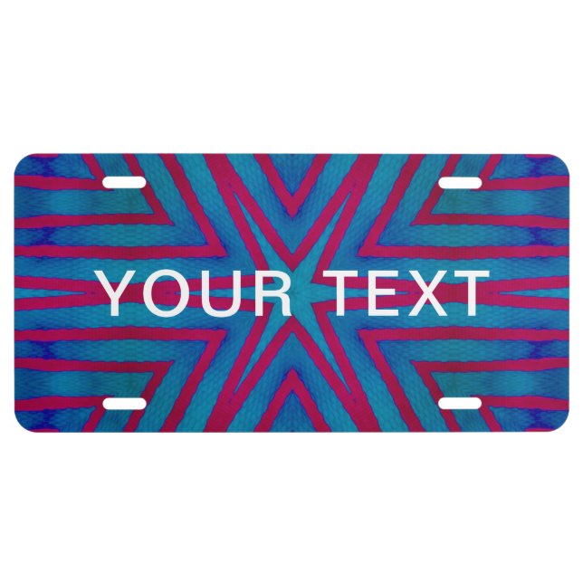 Custom Star Red and Blue Geometric License Plate (Front)