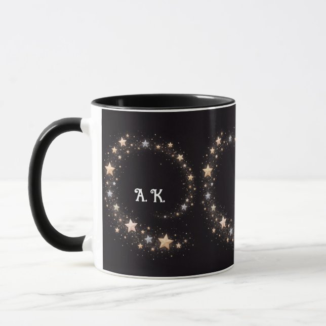 Custom Star Spiral Initials Gift Mug (Left)
