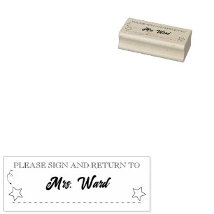 Custom Star Teacher Please Sign and Return Rubber Stamp