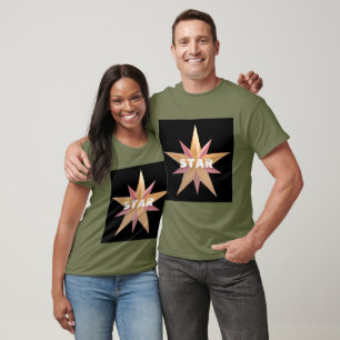 Custom Star Text Fatigue Green Color T-Shirt