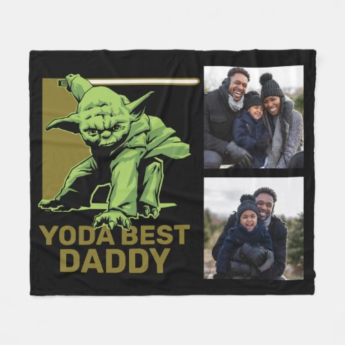 Custom Star Wars  Yoda Best Dad _ 2 Photos Fleece Blanket