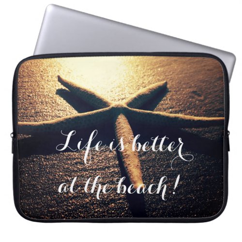 Custom Starfish beach photo 15 inch laptop case