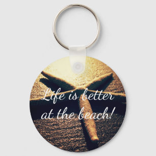 Custom starfish beach photo round button keychains