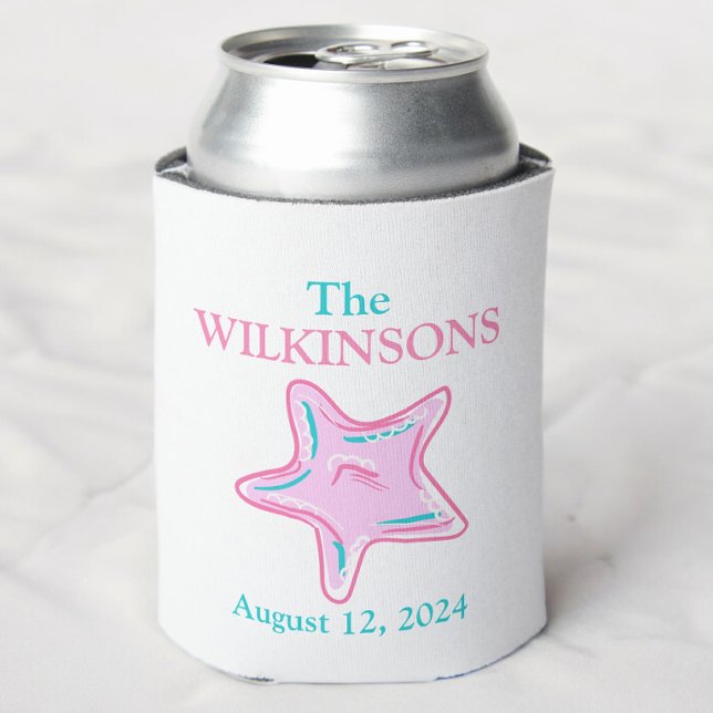Custom Starfish Beach Wedding Destination Favor  Can Cooler (Creator Uploaded)