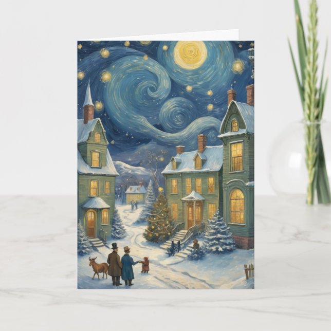 Custom Starry Night Christmas Card – Personalize  (Front)