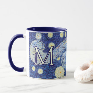 Custom Starry Night Monogram Vincent Van Gogh Art Mug