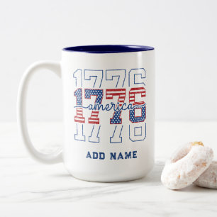 Custom Stars and Stripes 1776 American Anniversary Two-Tone Coffee Mug