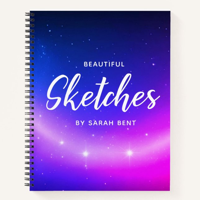 Custom Stars Customizable Name Sketchbook Notebook (Front)