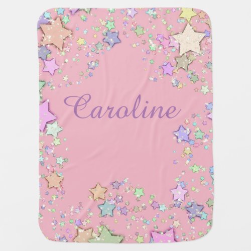 Custom Stars Pink Baby Fleece Blanket